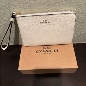 Coach Cream Wristlet with Gold Accents, New With Tags and gift box